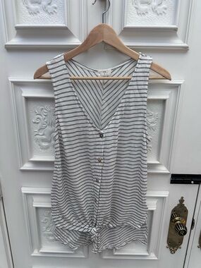T.La/Anthropologie - White and Black Striped Sleeveless Top - Size MEDIUM